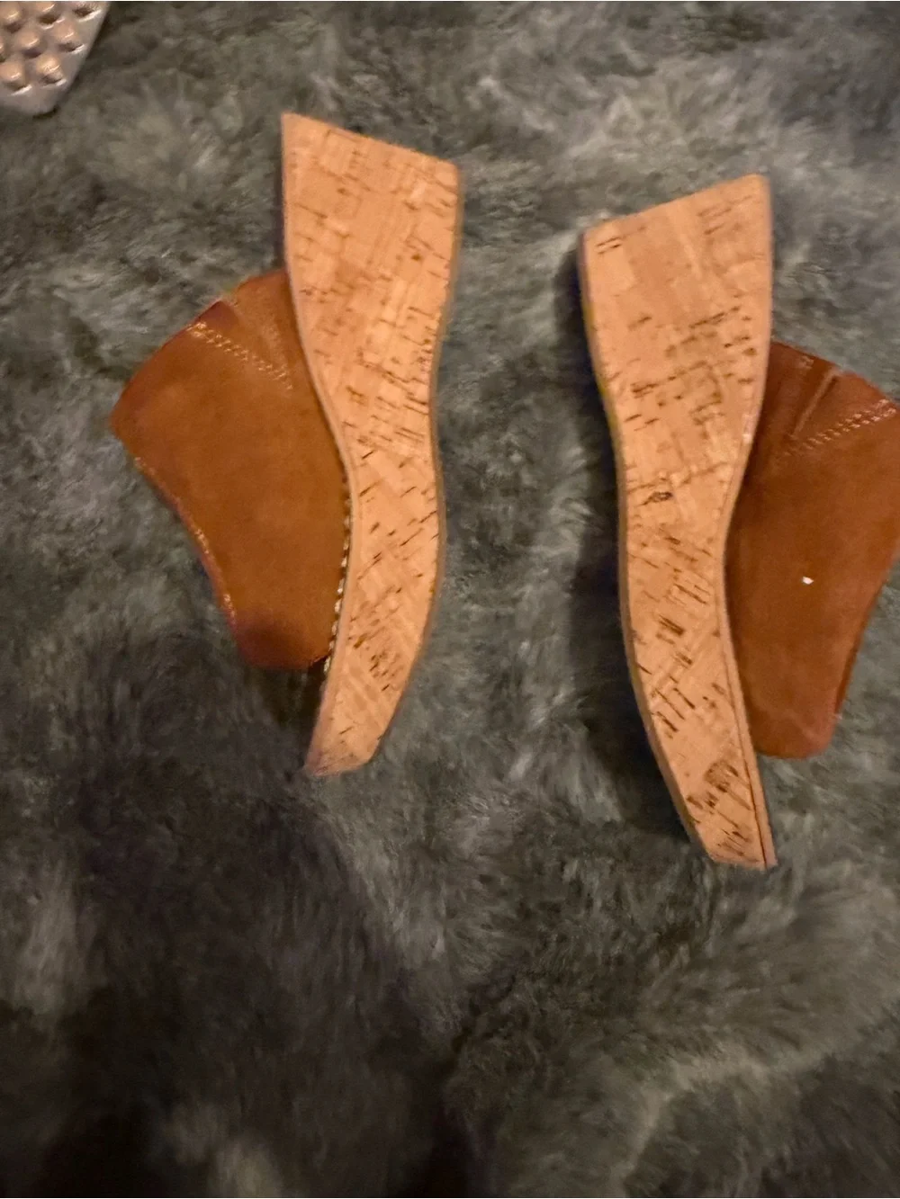 Sam Edelman Brown Suede Cork Wedge Slide Sandals Women’s Size 7.5